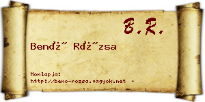 Benő Rózsa névjegykártya